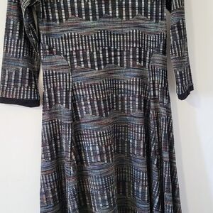 Comfy USA Long Sleeve Multicolor Patterned Dress - Black Base